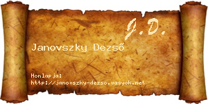 Janovszky Dezső névjegykártya